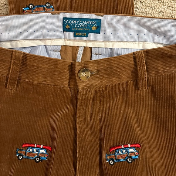 Kiel James Patrick Tan Corduroy Pants with Car Embroidery - Picture 2 of 2
